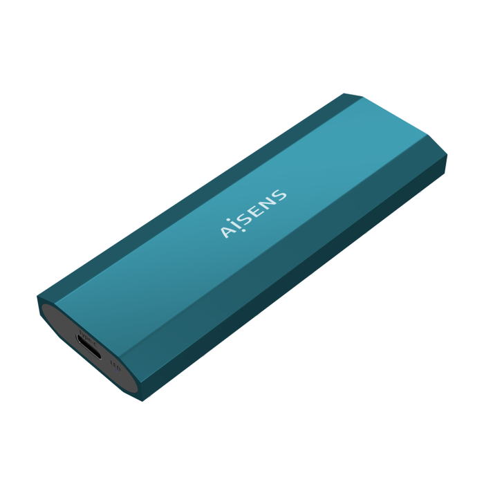 AISENS Caja Externa M.2 SATA/NVMe ASM2-019BLU a USB 3.1 Gen 2, Aluminio, Azul, 10Gbps