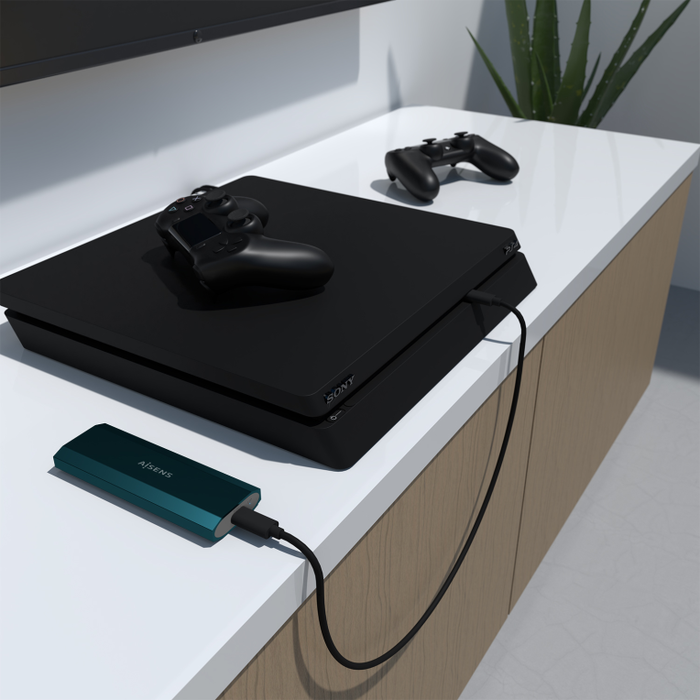 AISENS Caja Externa M.2 SATA/NVMe ASM2-019BLU a USB 3.1 Gen 2, Aluminio, Azul, 10Gbps