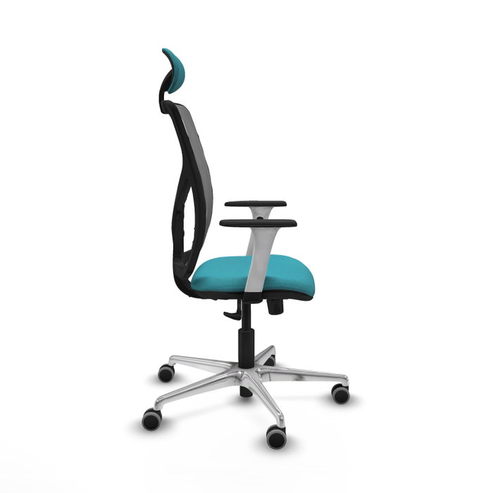PIQUERAS Y CRESPO Silla de oficina Motilla con mecanismo Sincro, Tela Turquesa y Malla Gris PIQUERAS Y CRESPO Silla de oficina Motilla con mecanismo Sincro, Tela Turquesa y Malla Gris