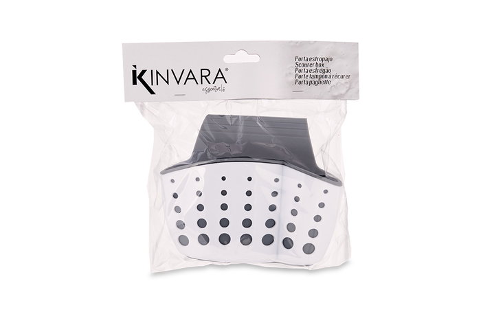Kinvara Portaestropajo Colgar Plástico Blanco Gris 15x11.5x8 cm (Set de 24)