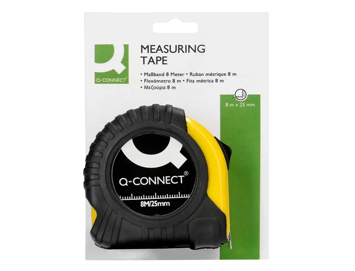 Q-connect Flexómetro con freno y material antichoque de 8 m y 25 mm de ancho Q-connect Flexómetro con freno y material antichoque de 8 m y 25 mm de ancho