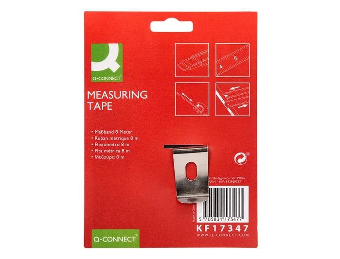 Q-connect Flexómetro con freno y material antichoque de 8 m y 25 mm de ancho Q-connect Flexómetro con freno y material antichoque de 8 m y 25 mm de ancho