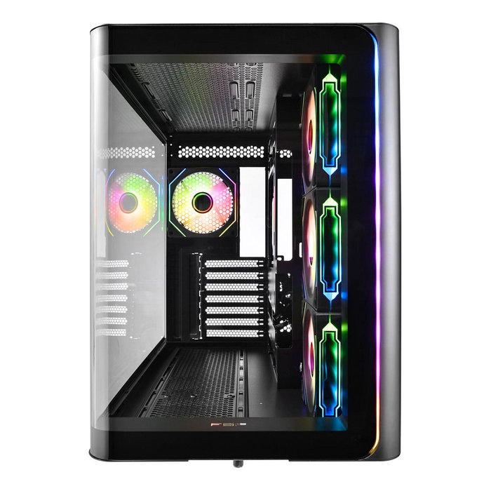 FSP M580-BA Midi Tower Carcasa Negra ARGB con Ventana de Vidrio Templado, ATX/mATX/mITX, 3 Ventiladores 120mm