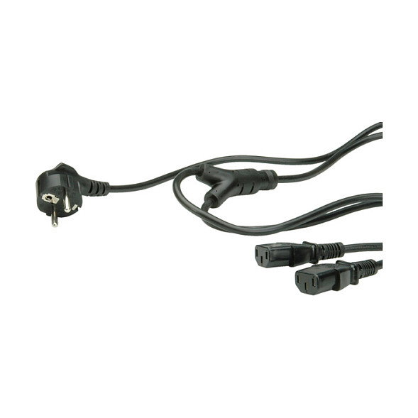 Cable de alimentación 19.99.1022 con conector CEE7/7 y acoplador C13 2x, 1,8 m, negro Cable de alimentación 19.99.1022 con conector CEE7/7 y acoplador C13 2x, 1,8 m, negro