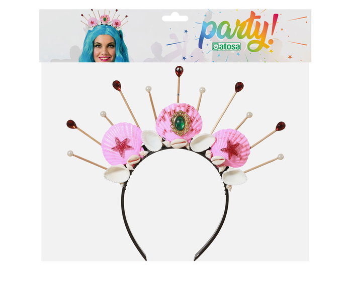 Diadema Corona de Conchas y Cupcakes Rosas para Sirena, Disfraces, Fiestas Temáticas y Eventos Veraniegos