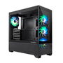 Coolbox GA250 Vision Torre ATX Gaming - Caja Ordenador Negro con Cristal Templado, 4 Ventiladores ARGB Infinity-12, Control de Iluminación, Soporte para Refrigeración Líquida