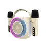 Celly PARTYMIC2 Altavoz Bluetooth Portátil para Karaoke con 2 Micrófonos Inalámbricos, Luces RGB, 6 W, Blanco