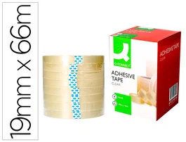 Q-connect Cinta Adhesiva Transparente 66 m x 19 mm - Resistente y Fácil de Cortar para Embalaje