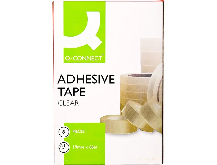 Q-connect Cinta Adhesiva Transparente 66 m x 19 mm - Resistente y Fácil de Cortar para Embalaje