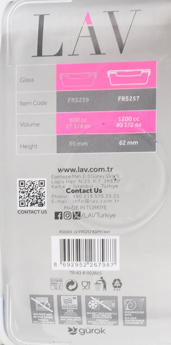LAV Fiambrera Hermética 1200 cc (12 Unidades)