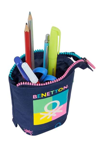 Estuche Cubilete Benetton Cool Azul marino 8 x 19 x 6 cm