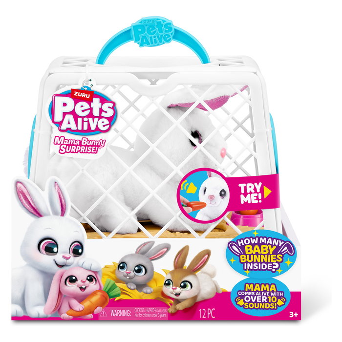 ZURU Pets Alive Mama Bunny y Baby Surprise - Juguete Conejo Interactivo Sonoro con Pilas Incluidas - Para Niños 3 Años ZURU Pets Alive Mama Bunny y Baby Surprise - Juguete Conejo Interactivo Sonoro con Pilas Incluidas - Para Niños 3 Años