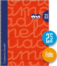 LAMELA Cuaderno Espiral Formato Folio Rojo con 80 Hojas y Rayado Cuadrovía
