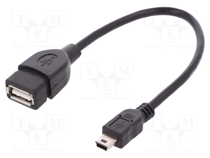 Digitus Adaptador USB 2.0 Mini-USB B a USB A OTG 0,2 m Negro