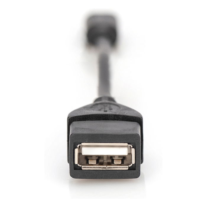 Digitus Adaptador USB 2.0 OTG, Mini USB B (Macho) a USB A (Hembra), Cable de 0.2 m, Color Negro