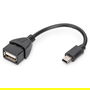Digitus Adaptador USB 2.0 OTG, Mini USB B (Macho) a USB A (Hembra), Cable de 0.2 m, Color Negro
