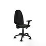 Silla de oficina Algarra con mecanismo Contacto permanente básico tapizada con Tela color Negro. Equipada con Base poliamida negra, Brazos 2D y Ruedas autofrenantes