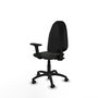 Silla de oficina Algarra con mecanismo Contacto permanente básico tapizada con Tela color Negro. Equipada con Base poliamida negra, Brazos 2D y Ruedas autofrenantes