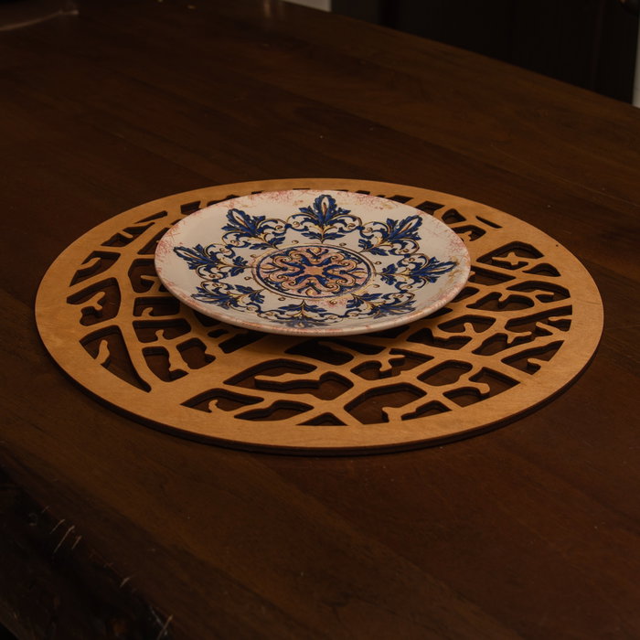 Hermia Salvamanteles de Madera Miel Juego de 4 Unidades Hecho a Mano para Mesa de Comedor Elegante y Resistente