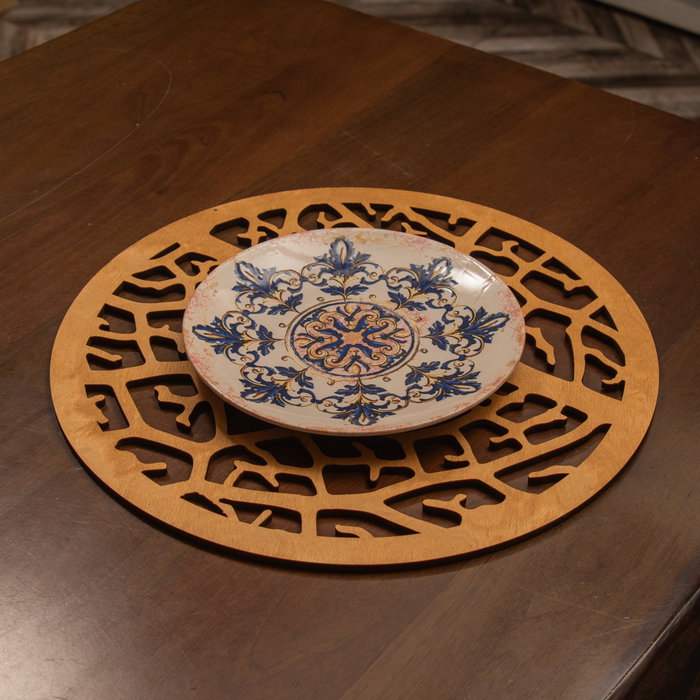 Hermia Salvamanteles de Madera Miel Juego de 4 Unidades Hecho a Mano para Mesa de Comedor Elegante y Resistente
