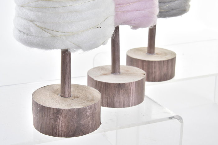DKD Home Decor Árbol de Navidad Fantasia Rosa Gris Poliester Abedul 6 Unidades 10 x 42 x 10 cm