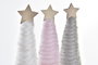 DKD Home Decor Árbol de Navidad Fantasia Rosa Gris Poliester Abedul 6 Unidades 10 x 42 x 10 cm