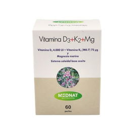 MEDNAT Vitamina D3+K2+Mg 60 Perlas