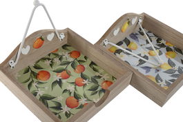 DKD Home Decor Servilletero Mediterraneo Naranja Amarillo MDF Metal 19 x 7.5 x 19 cm (4 Unidades)