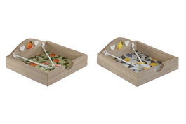DKD Home Decor Servilletero MDF y Metal 19x19x7,5 cm Surtido de 2