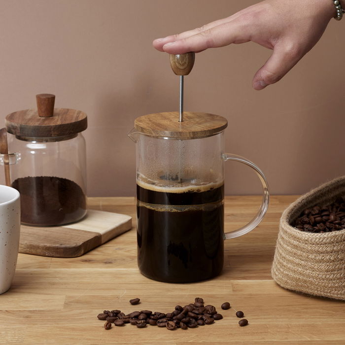 Cook Concept Cafetera Émbolo 850 Ml Vidrio Borosilicatado Tapa Madera Acacia Resistente