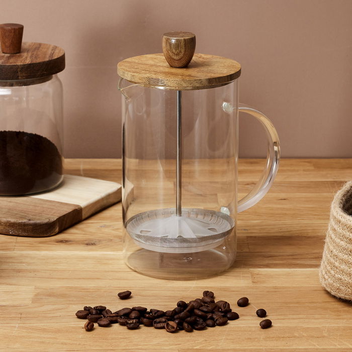 Cook Concept Cafetera Émbolo 850 Ml Vidrio Borosilicatado Tapa Madera Acacia Resistente