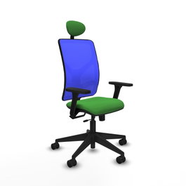PIQUERAS Y CRESPO Silla de oficina Motilla con mecanismo Sincro/Traslack, Tela Verde y Malla Azul