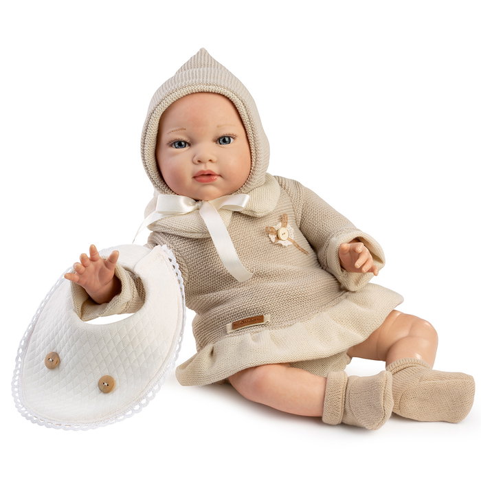 Muñecas Guca Muñeca Reborn Montessori Ivana 42 cm Vestido Lana Bebé Sin Pelo Español