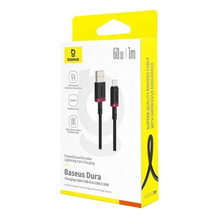 Baseus Dura Cable de Carga Rápida USB-C a USB-C 60W 1m Negro