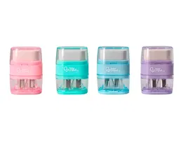 Liderpapel Goma de Borrar Rectangular con Protector Plástico y Sacapuntas 2 Usos Colores Surtidos