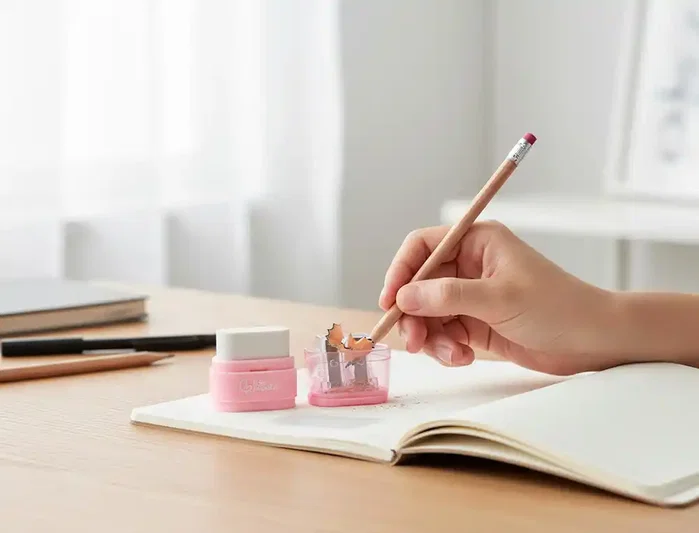 Liderpapel Goma de Borrar Rectangular con Protector Plástico y Sacapuntas 2 Usos Colores Surtidos