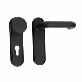 Cisa Juego de placas pomo y manilla cortafuego negro