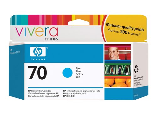HP Cartucho de tinta HP 70 Cian 130 ml C9452A para Designjet Z2100/Z3100/Z5200