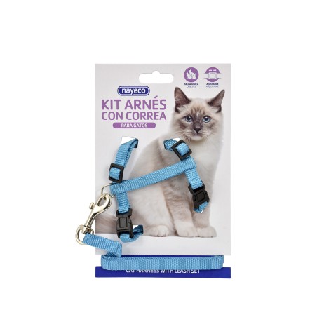 Nayeco Arnés y Correa Gato Basic Azul 10x 27-45cm - 10x 120cm