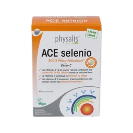 PHYSALIS Ace Selenium 45 Comp. - Vitamina C, E, Selenio, Zinc, Cromo y Extracto de Té Verde para el Sistema Inmunitario y Protección Celular