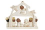 DKD Home Decor Nacimiento Navidad Tradicional Blanco Dorado Resina 5.6 x 18 x 22 cm (2 Unidades)