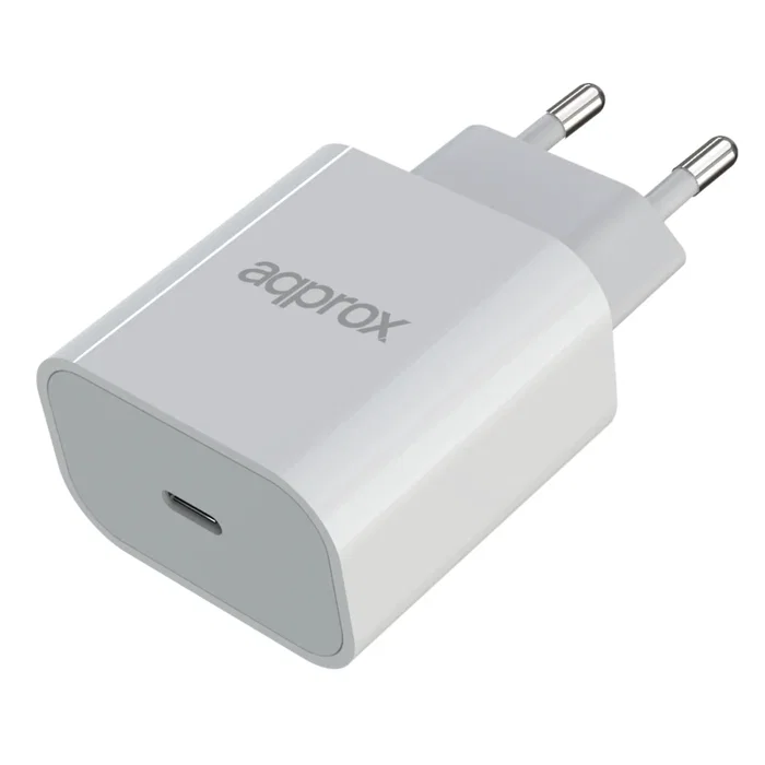 Approx APPUSBWALL30 Cargador Pared USB-C Blanco Carga Rápida PD 20W Compatible con iPhone 13