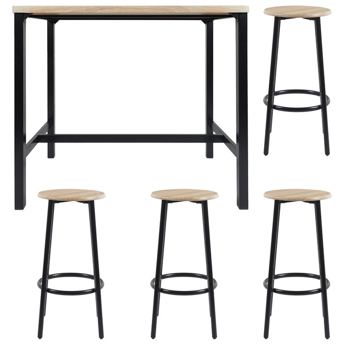 Home Deco Factory Juego de Mesa con 4 Taburetes Loka Home Deco Factory Juego de Mesa con 4 Taburetes Loka