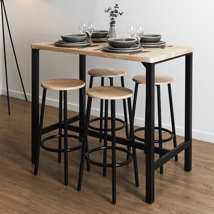 Home Deco Factory Juego de Mesa con 4 Taburetes Loka Home Deco Factory Juego de Mesa con 4 Taburetes Loka