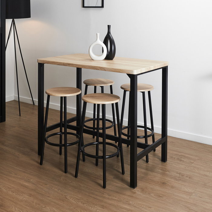 Home Deco Factory Juego de Mesa con 4 Taburetes Loka Home Deco Factory Juego de Mesa con 4 Taburetes Loka