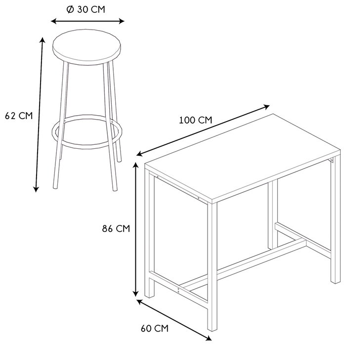Home Deco Factory Juego de Mesa con 4 Taburetes Loka Home Deco Factory Juego de Mesa con 4 Taburetes Loka