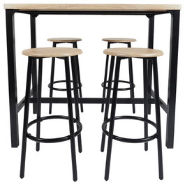 Home Deco Factory Juego de Mesa con 4 Taburetes Loka