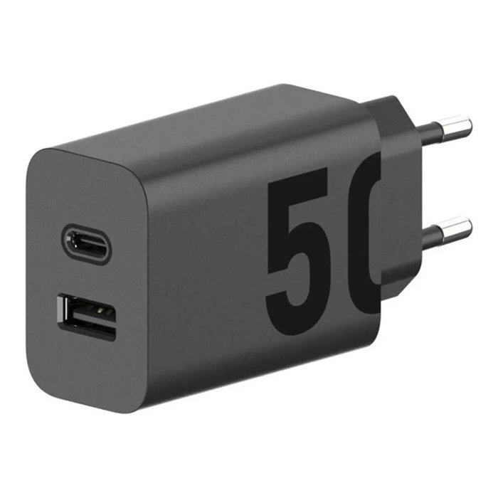 Motorola Cargador TurboPower 50W con Cable USB-C y Salidas Duales USB-C + USB-A, Negro