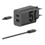 Motorola Cargador TurboPower 50W con Cable USB-C y Salidas Duales USB-C + USB-A, Negro