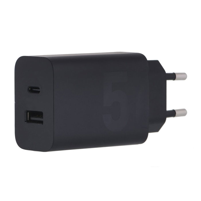 Motorola Cargador TurboPower 50W con Cable USB-C y Salidas Duales USB-C + USB-A, Negro